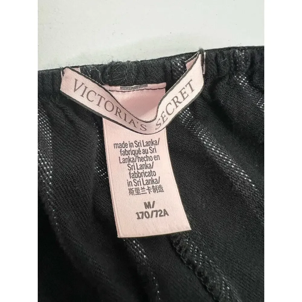 Victoria’s Secret Black Love Sleep Shorts Striped Women’s Size Medium - Picture 4 of 7